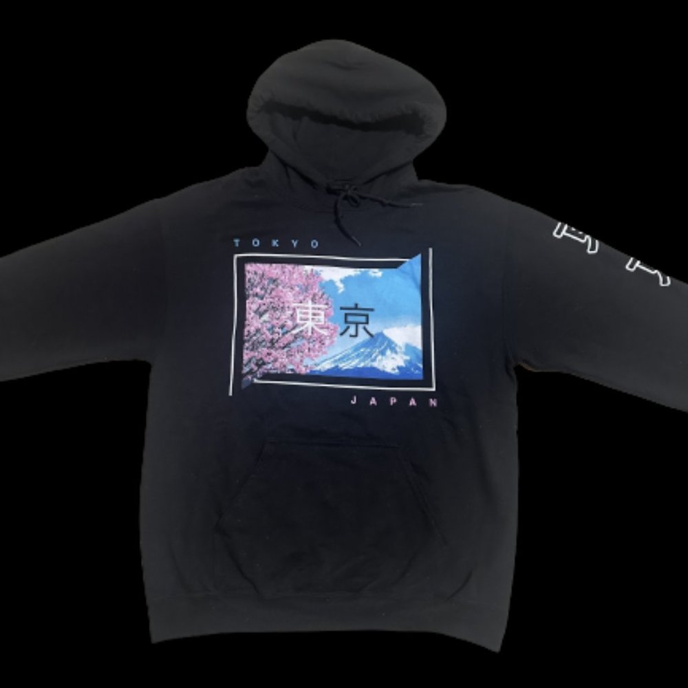 Japan Scenery Black Hoodie